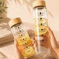 Glass Water Bottle with Bamboo Lid